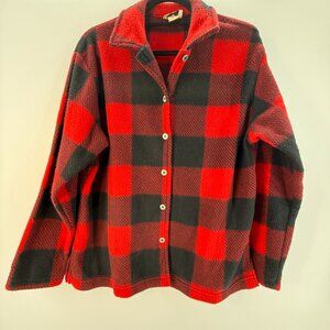 Vintage Teddi red black checkered fleece jacket size medium Barnyard Outdoor